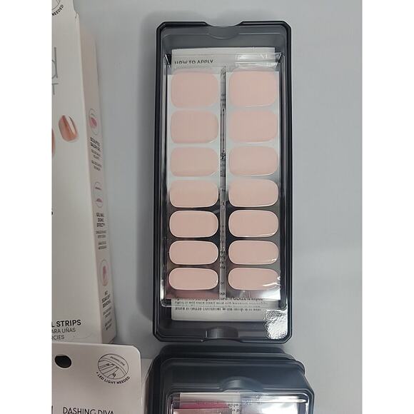 Lot of 6 DASHING DIVA GLAZE 34 Semi-Cured Gel Nail Strips And LED Lamp - Picture 8 of 10